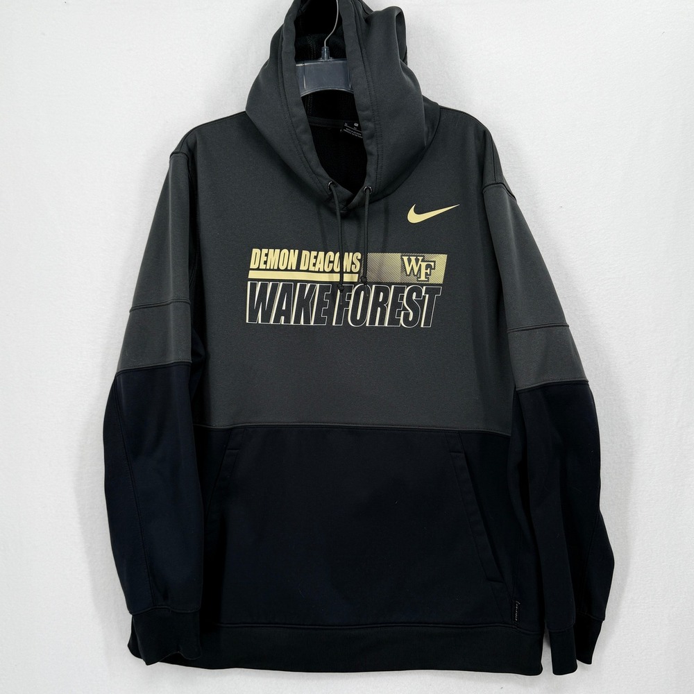 Nike Wake Forest Demon Deacons Hoodie Mens XL Black Grey Dri-FIT On-Field CQ5578
